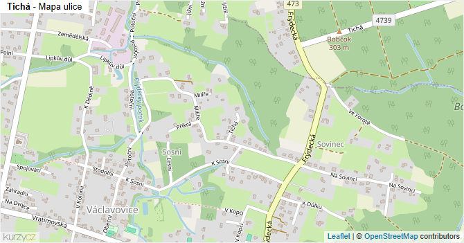 Tichá - mapa ulice