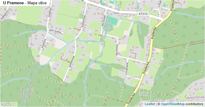 U Pramene - mapa ulice