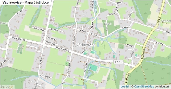 Václavovice - mapa části obce
