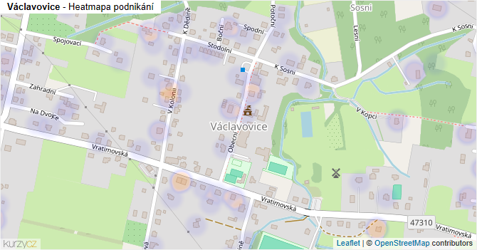 Václavovice - mapa podnikání