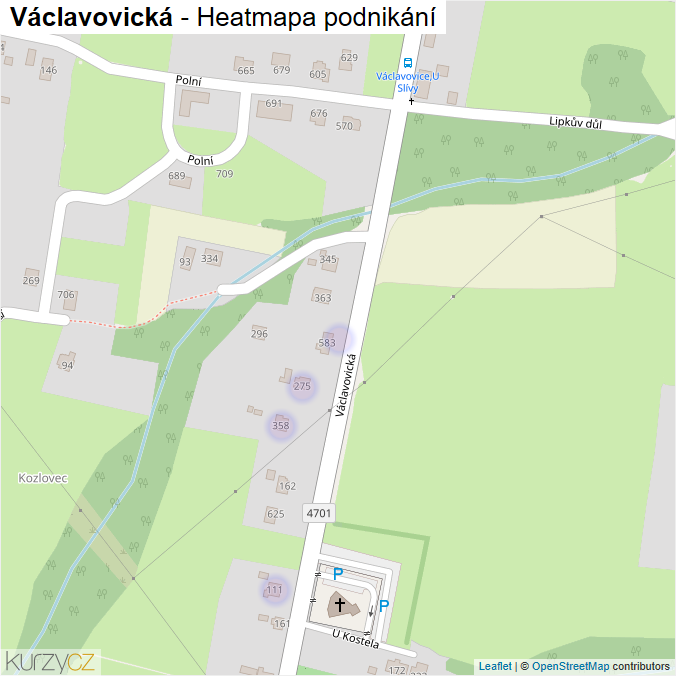 Mapa Václavovická - Firmy v ulici.