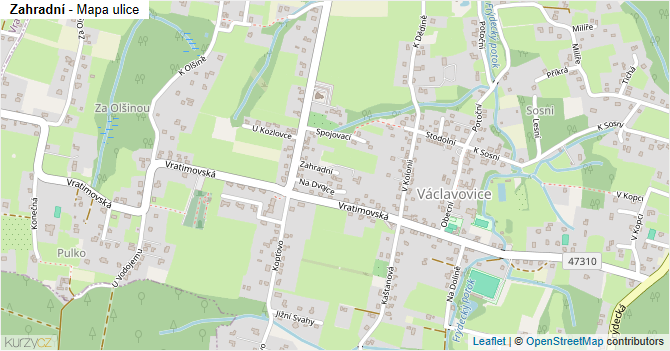 Zahradní - mapa ulice