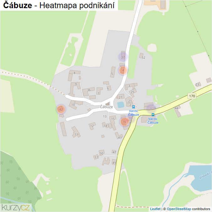 Mapa Čábuze - Firmy v části obce.