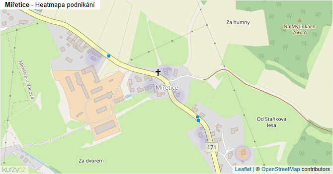 Miřetice - mapa podnikání