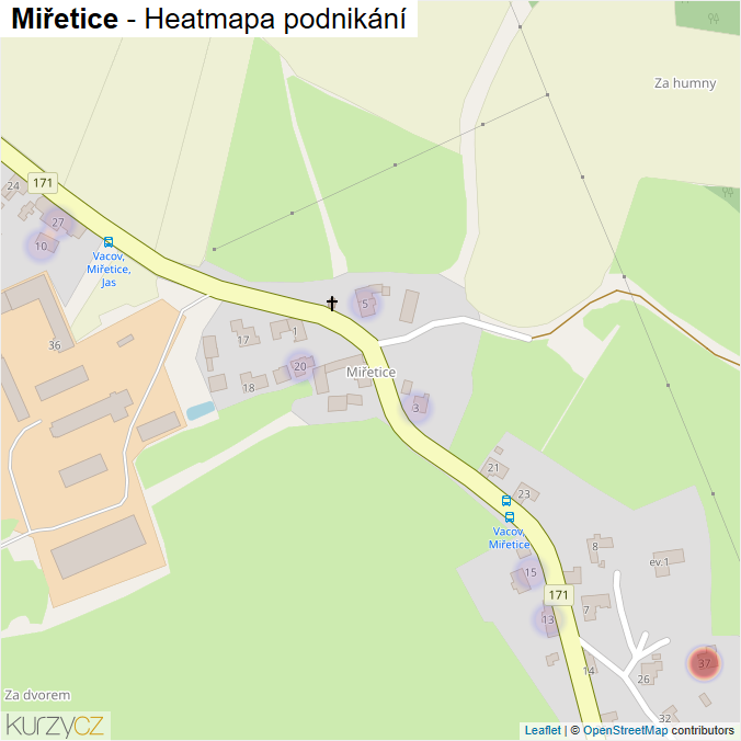 Mapa Miřetice - Firmy v části obce.