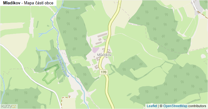 Mladíkov - mapa části obce