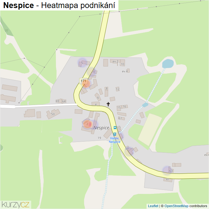 Mapa Nespice - Firmy v části obce.