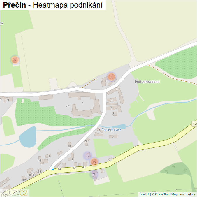 Mapa Přečín - Firmy v části obce.