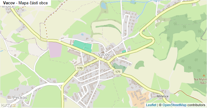 Vacov - mapa části obce