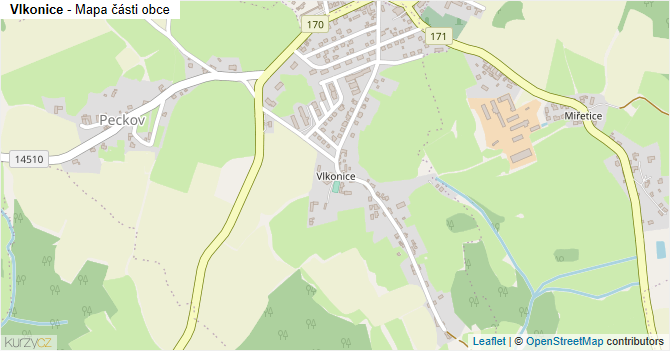 Vlkonice - mapa části obce