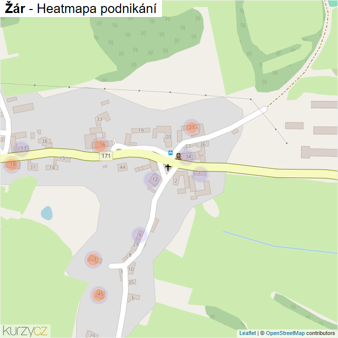 Mapa Žár - Firmy v části obce.