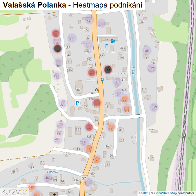 Mapa Valašská Polanka - Firmy v části obce.