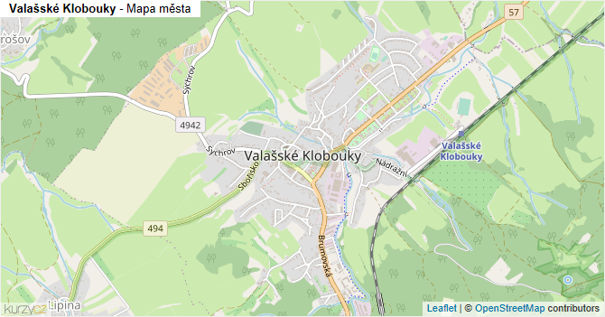Valašské Klobouky - mapa města