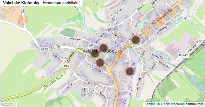 Valašské Klobouky - mapa podnikání