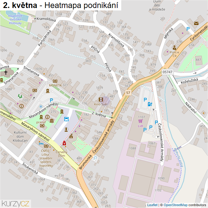 Mapa 2. května - Firmy v ulici.