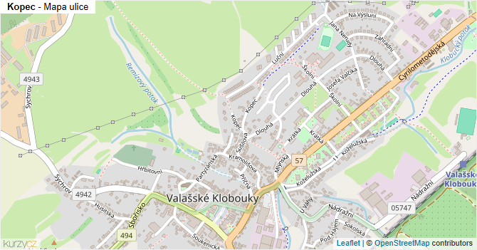 Kopec - mapa ulice