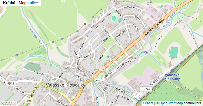 Krátká - mapa ulice