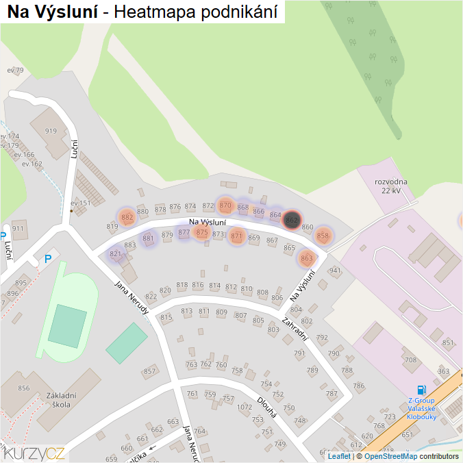 Mapa Na Výsluní - Firmy v ulici.