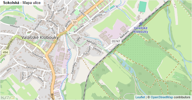 Sokolská - mapa ulice