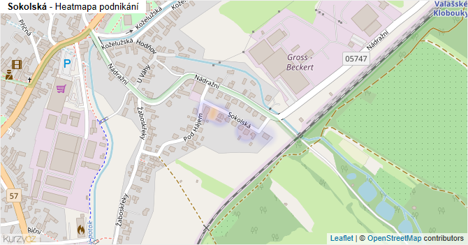 Sokolská - mapa podnikání