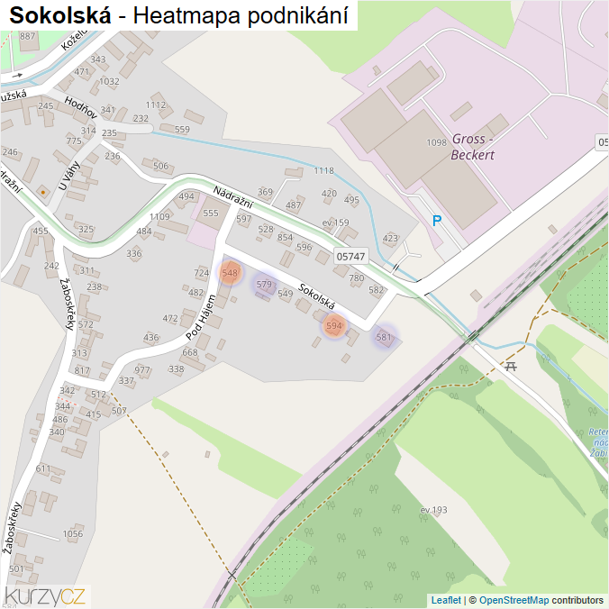 Mapa Sokolská - Firmy v ulici.