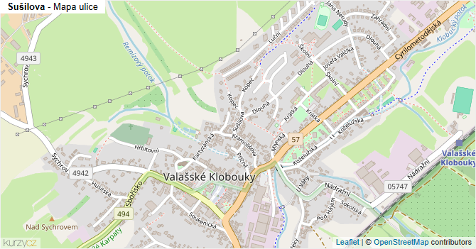 Sušilova - mapa ulice