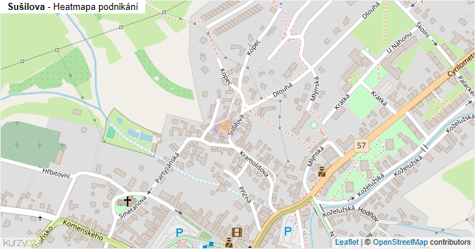 Sušilova - mapa podnikání