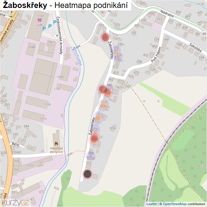 Mapa Žaboskřeky - Firmy v ulici.