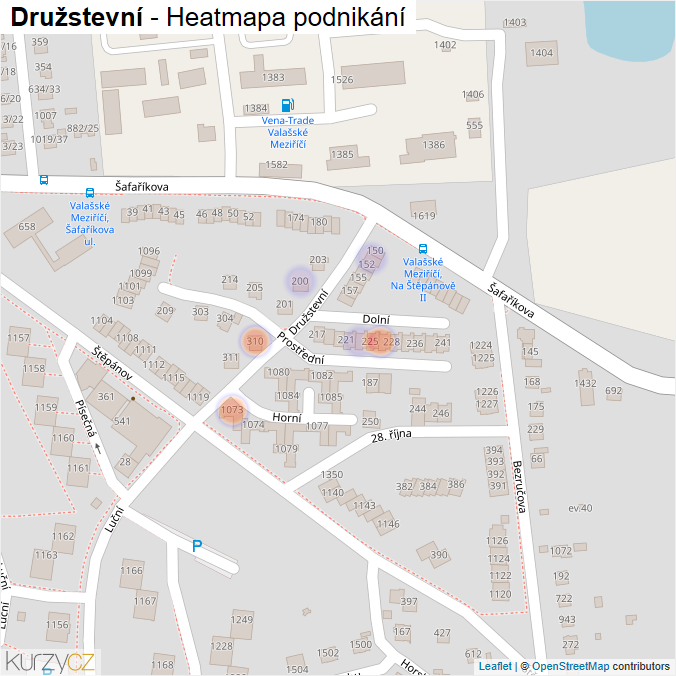 Mapa Družstevní - Firmy v ulici.