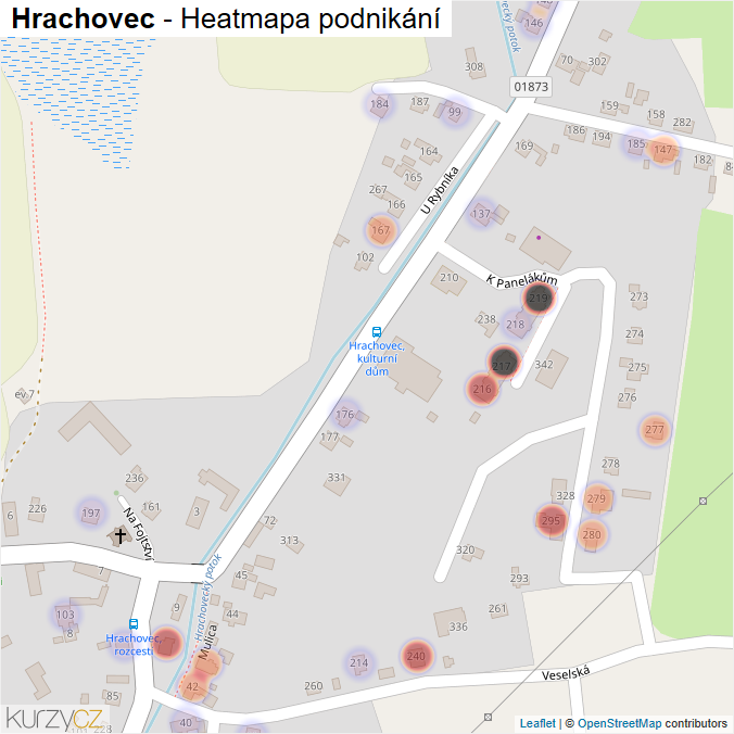 Mapa Hrachovec - Firmy v části obce.