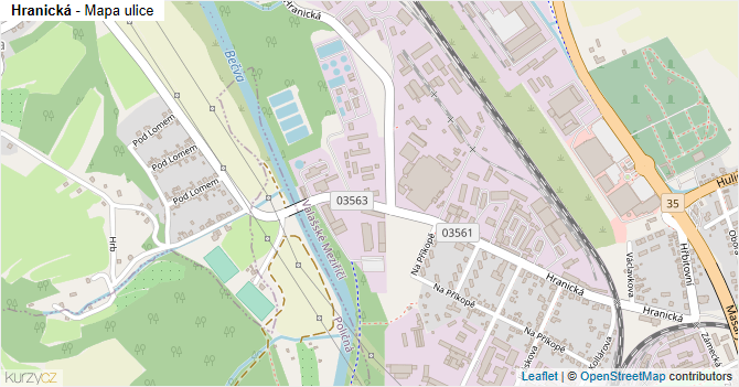 Hranická - mapa ulice