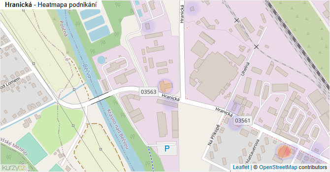 Hranická - mapa podnikání