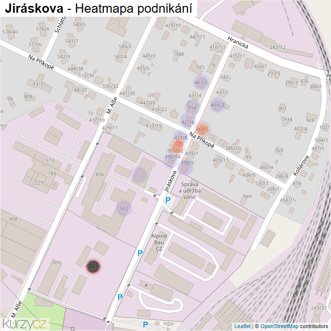 Mapa Jiráskova - Firmy v ulici.