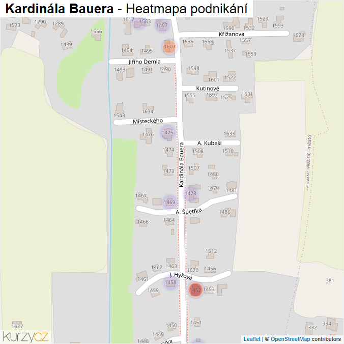 Mapa Kardinála Bauera - Firmy v ulici.