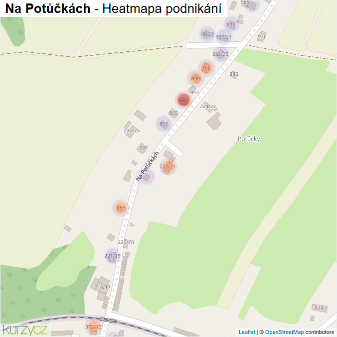 Mapa Na Potůčkách - Firmy v ulici.
