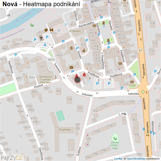 Mapa Nová - Firmy v ulici.