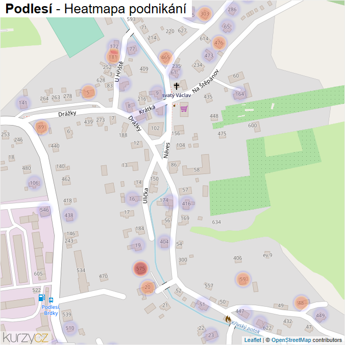 Mapa Podlesí - Firmy v části obce.