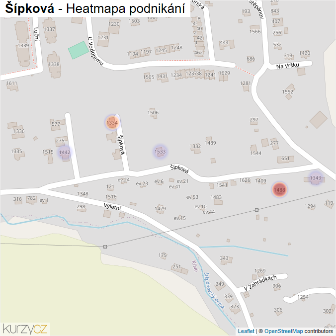 Mapa Šípková - Firmy v ulici.