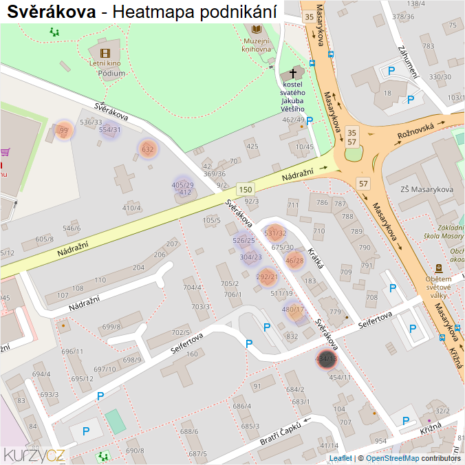 Mapa Svěrákova - Firmy v ulici.