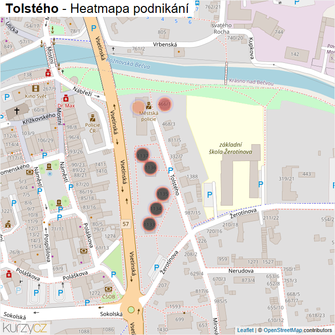 Mapa Tolstého - Firmy v ulici.