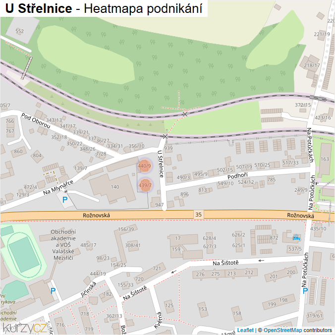 Mapa U Střelnice - Firmy v ulici.
