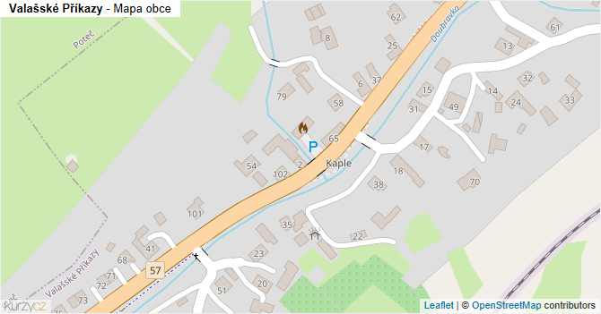 Valašské Příkazy - mapa obce