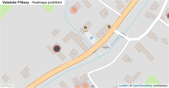 Valašské Příkazy - mapa podnikání