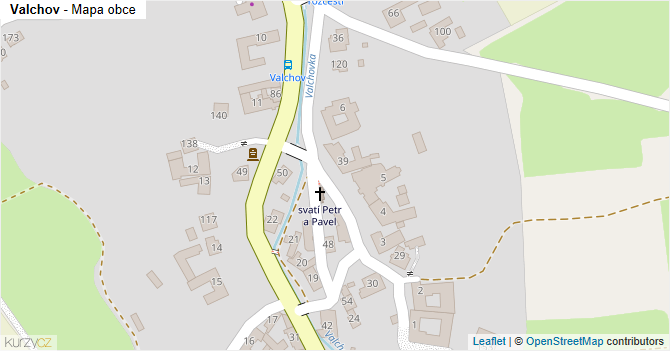 Valchov - mapa obce