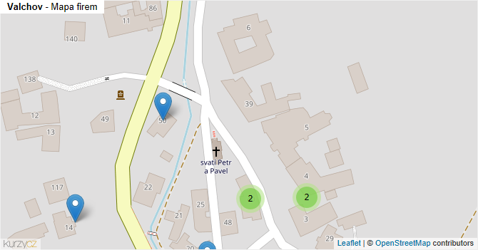 Valchov - mapa firem