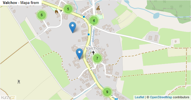 Valchov - mapa firem