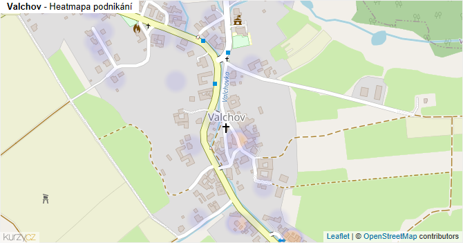 Valchov - mapa podnikání