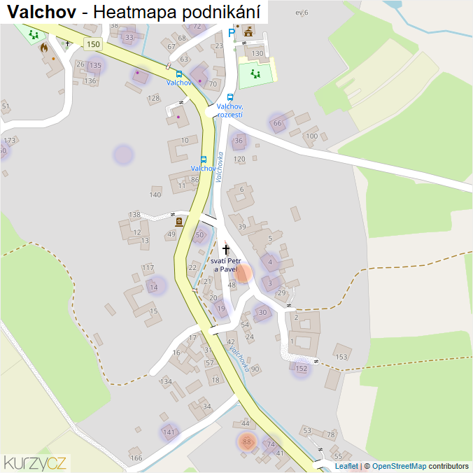 Mapa Valchov - Firmy v části obce.