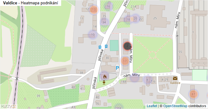 Valdice - mapa podnikání
