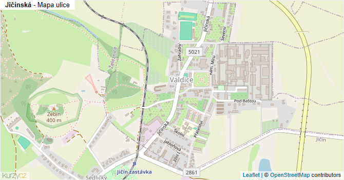 Jičínská - mapa ulice